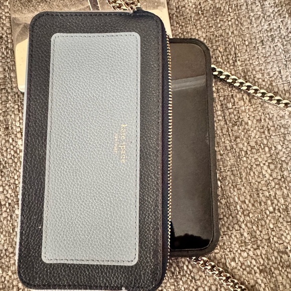 EUC Kate Spade Margaux Double Zip Bicolor Leather Chain Wallet Shoulder BAG - Picture 12 of 12